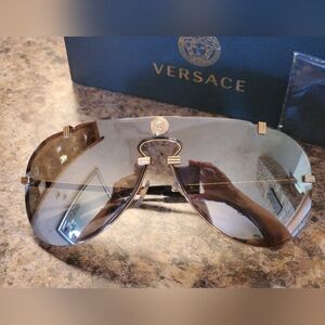 Versace Unisex Aviator Gold Metal Sunglasses